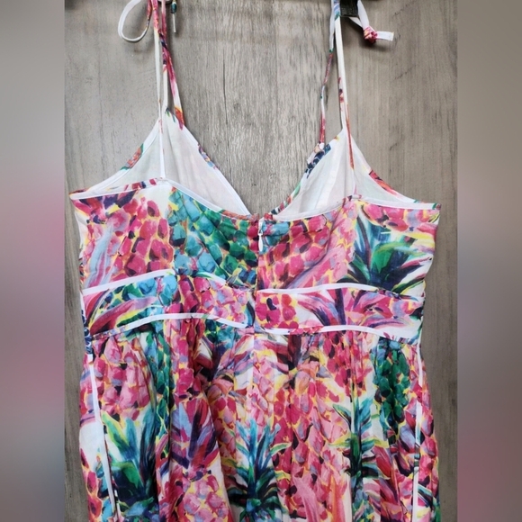 J. Crew NWOT Painted Pineapple Print Speghetti Strap Midi Dress Size 4 Women's - Picture 12 of 13